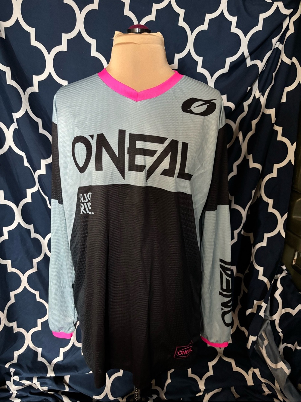 O'NEAL ' Long Sleeve Jersey in Grey, Black & Pink Trim